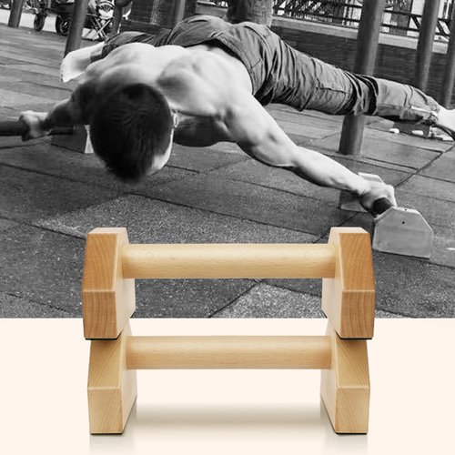 Bounabay Push Up Bars Stands, 1 Pair Wooden Parallettes Gravity Fitness, Mini Handle Pumps, Push Ups for Fitness, Gymnastics, Aerobics (Wood)