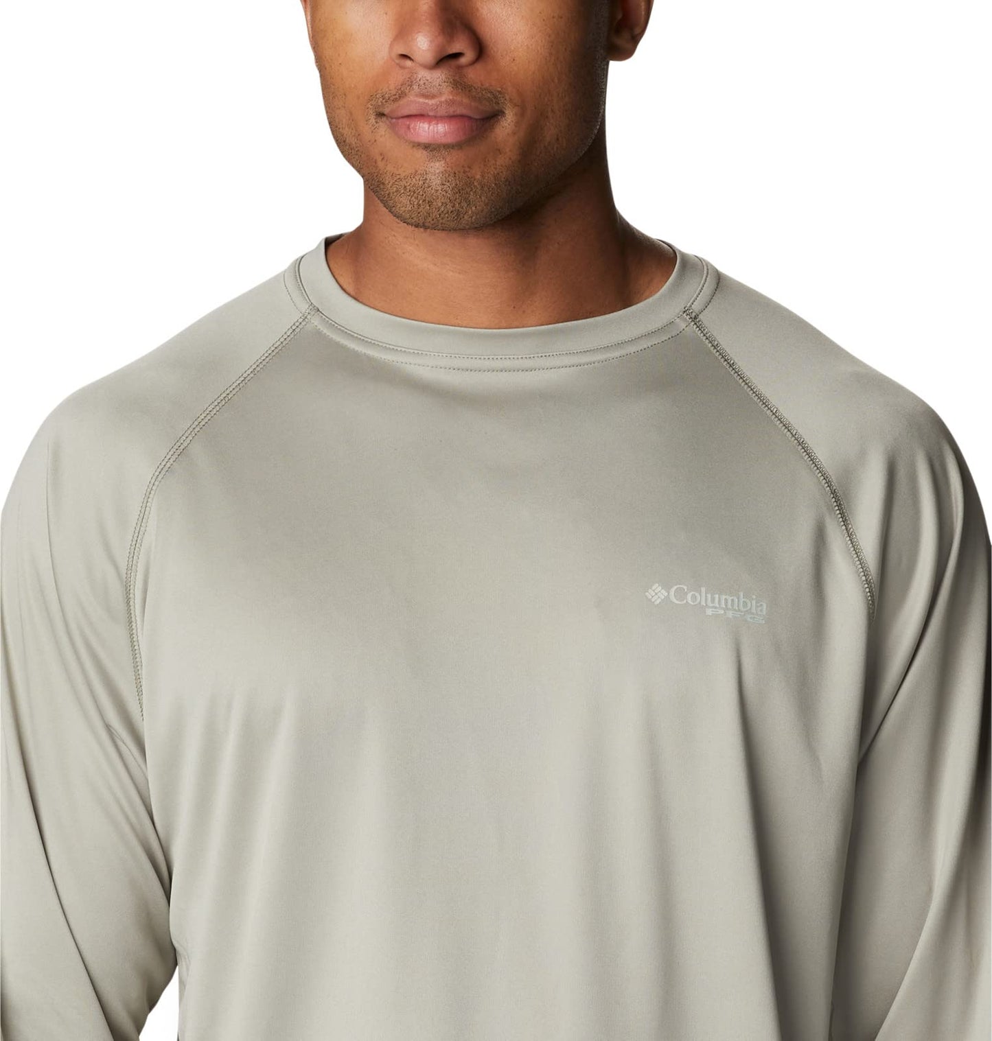 Columbia Men's Terminal Tackle Long Sleeve Shirt, Safari/Cool Green Logo, X-Large Tall