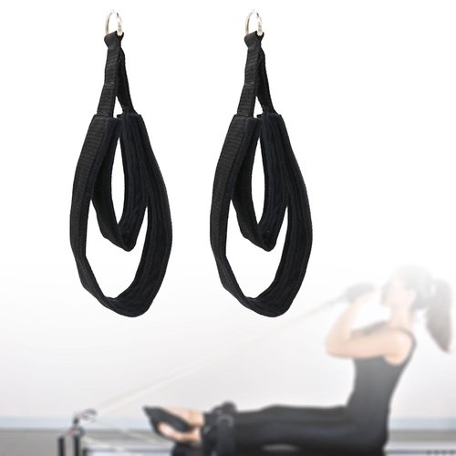 Zxpjkyu 2Pcs Straps with D Rings - Pilates Double Loop Straps for Fitness Beginners, Black