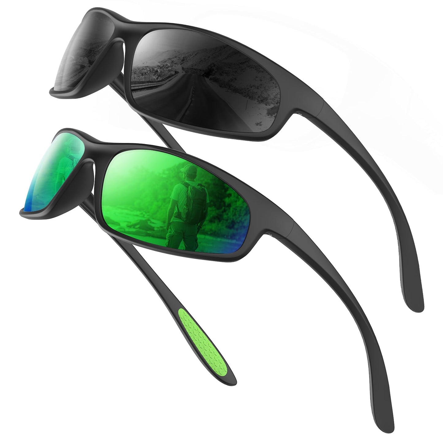 KALIYADI Mens-Sunglasses Polarized Sunglasses-Men Sports: Sport Sun Glasses for Running Cycling Fishing with UV Protection