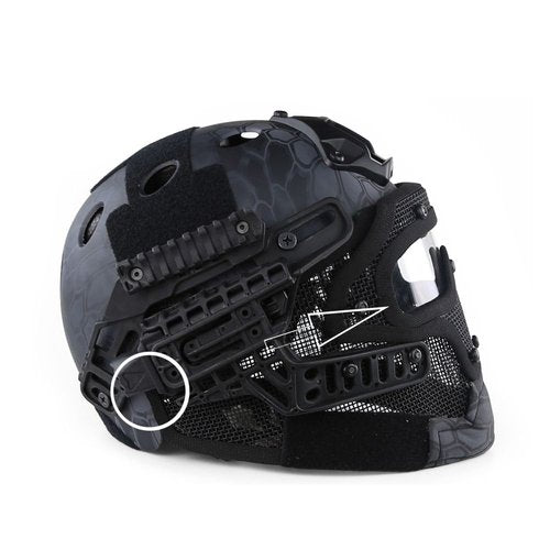 PJ Fast Tactical Helmet Airsoft Paintball Protective Helmet Full Face Mask Molle Mesh Breathable Goggles for Military CS Paintball Shooting, Hunting, Cycling, Motorcycle, Outdoor Sports