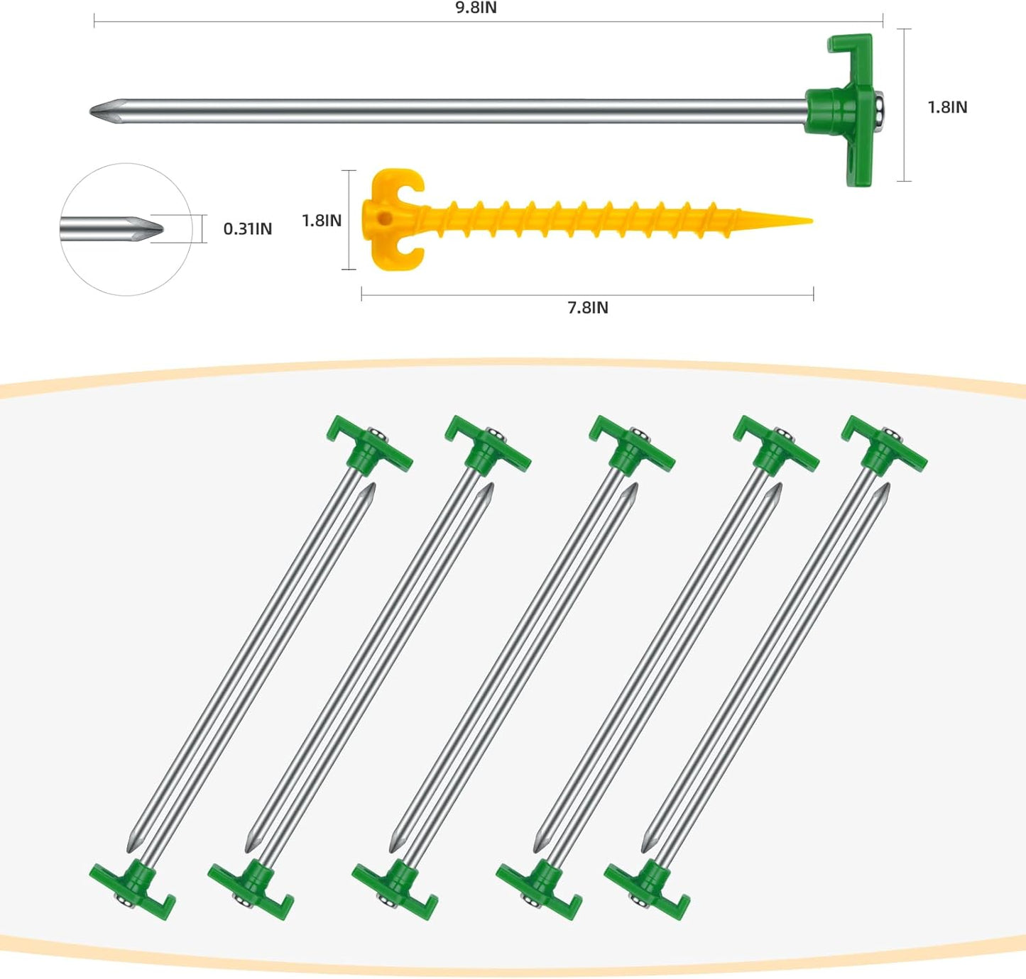 12PCS Tent Stakes Heavy Duty Camping Stakes,AVOFOREST 7.1Inch Non-Rust Metal Tent Pegs Ground Stakes Tent Spikes Camping,Hiking Orange