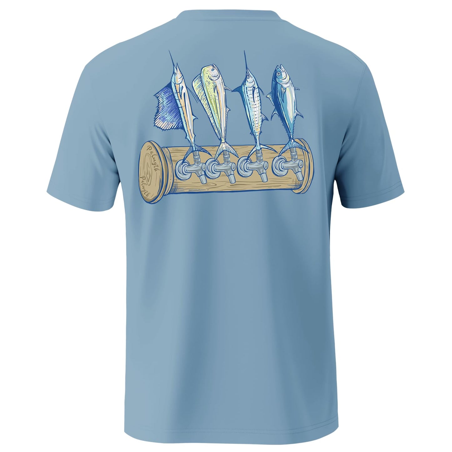 Palmyth Fishing Shirts for Men Short Sleeve T-Shirt UPF 50+ Sun Protection UV Tee AiryBlue Tapped XL