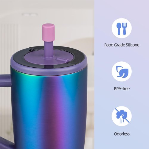 VANEST 2 Pack Magnetic Straw Caps Compatible with BrüMate All Era and Resa Tumblers, Silicone Straw Caps Toppers Compatible with Brumate Accessories, Straw Covers Protectors BPA Free (Purple)