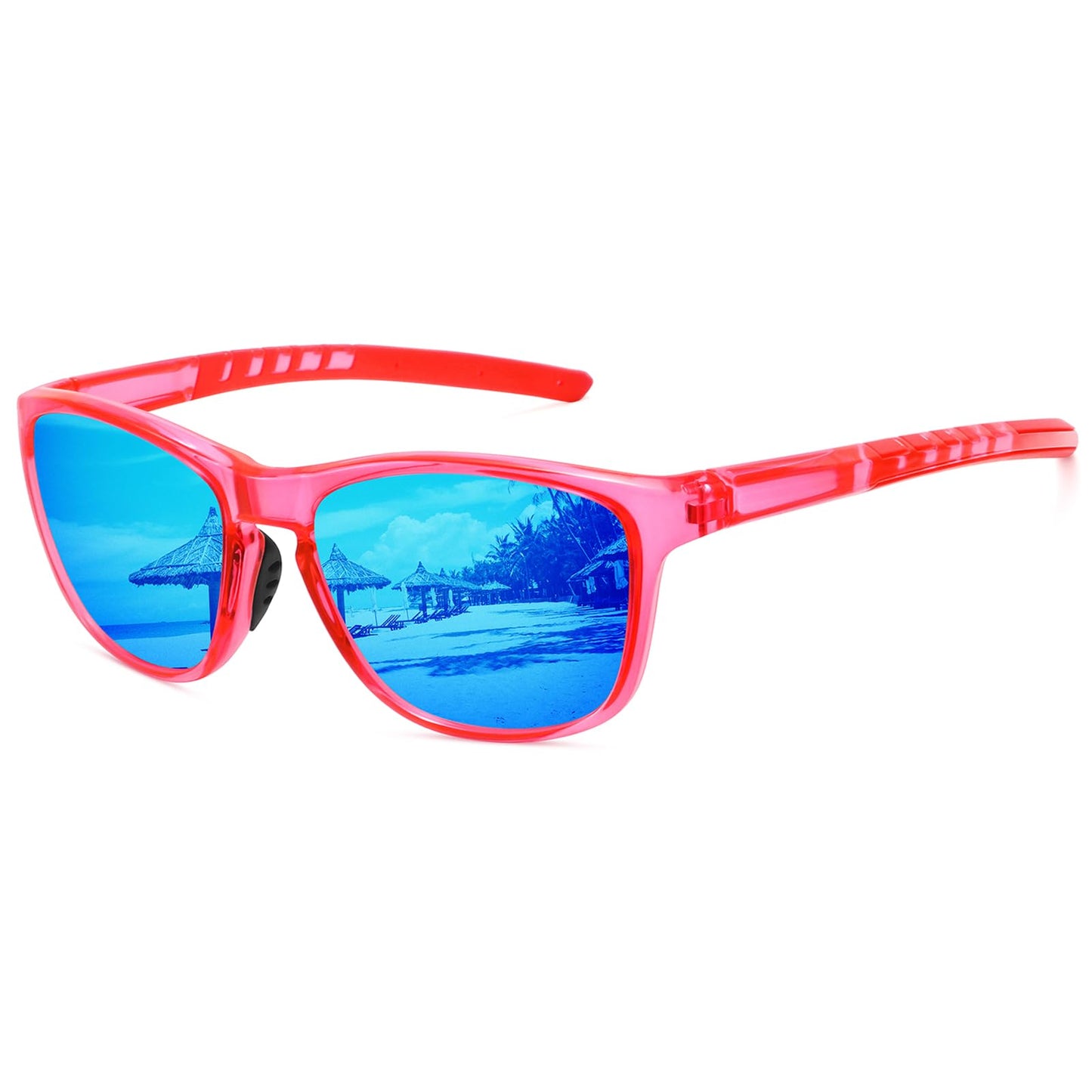 MEETSUN Polarized Sports Sunglasses for Women Men Driving Running Cycling Fishing Sun Glasses UV400 Protection Purple Pink Frame-Ice Blue Mirror Lens