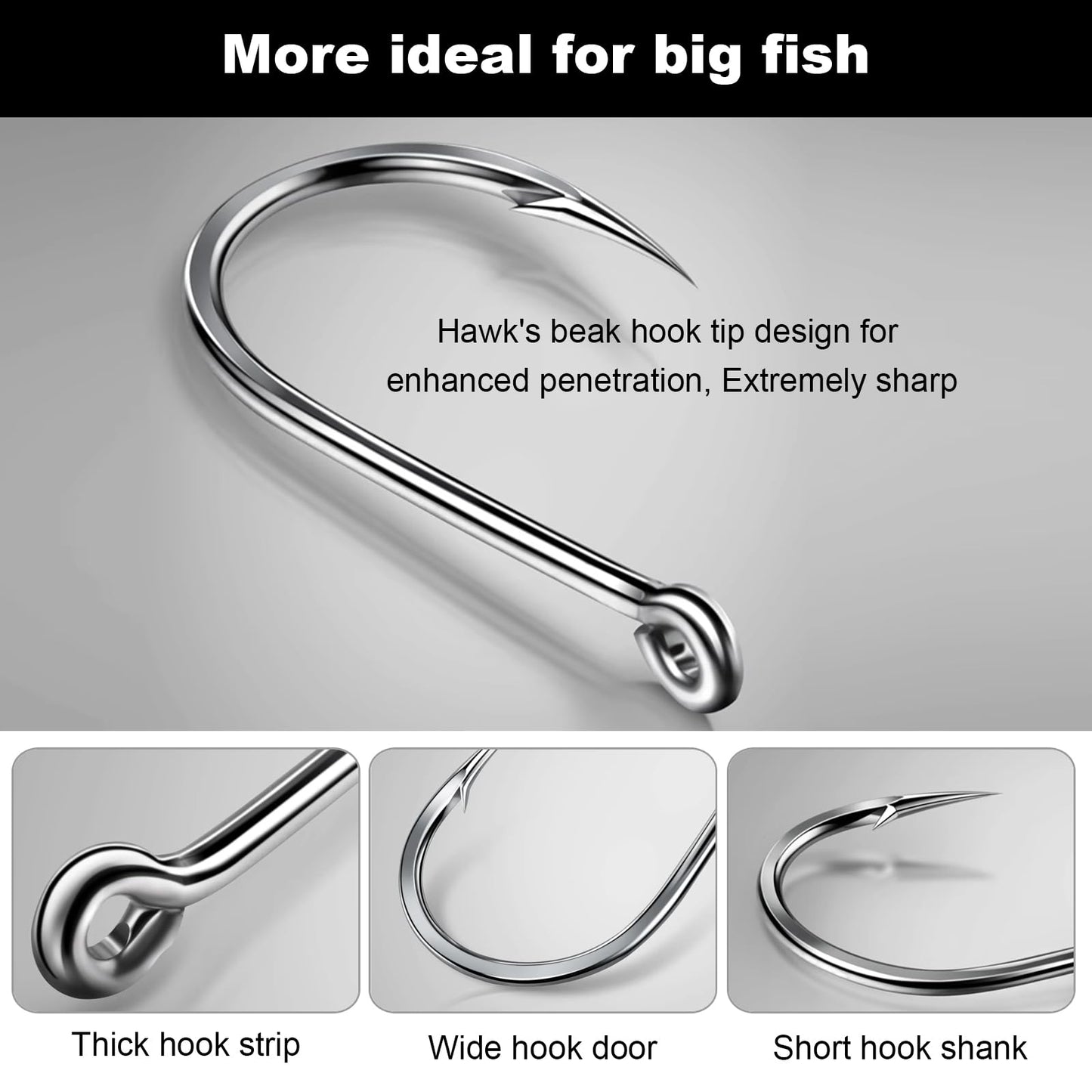 Realure 630 Pcs/10 Sizes Barbed Fishing Hooks with Fishing Split Rings & Rolling Fishing Swivels Set Carbon Steel Eyed Sea Circle Fish Hooks 12# 11# 10# 9# 8# 7# 6# 5# 4# 3# for Carp Tackle