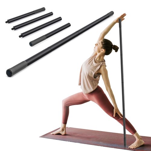 5ft Adjustable Yoga Stick - Durable Steel Stretching Stick for Mobility,Versatile Exercise Tool with 4 Steel Rods & Foam Grip Handles for All Fitness Levels,Rehabilitation,and Posture Improvement