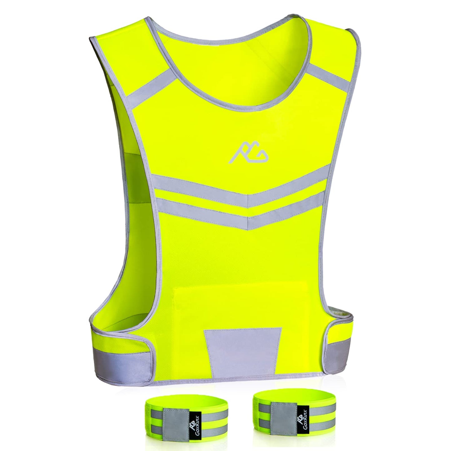 Reflective Running Vest Gear Ultralight & Comfortable Cycling Motorcycle Reflective Vest-Large Zippered Inside Pocket & Adjustable Waist- High Visibility Night Running Safety Vest (Yellow, M)