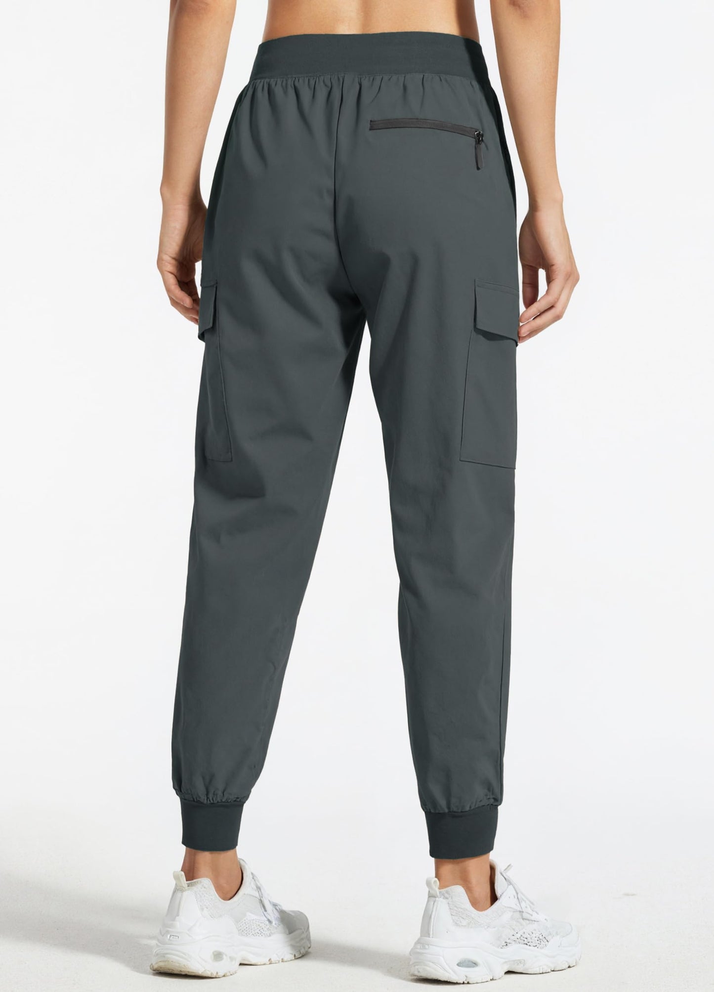 Libin Women's Cargo Joggers Lightweight Quick Dry Hiking Pants Athletic Lounge Casual Travel Petite, Steel Gray L