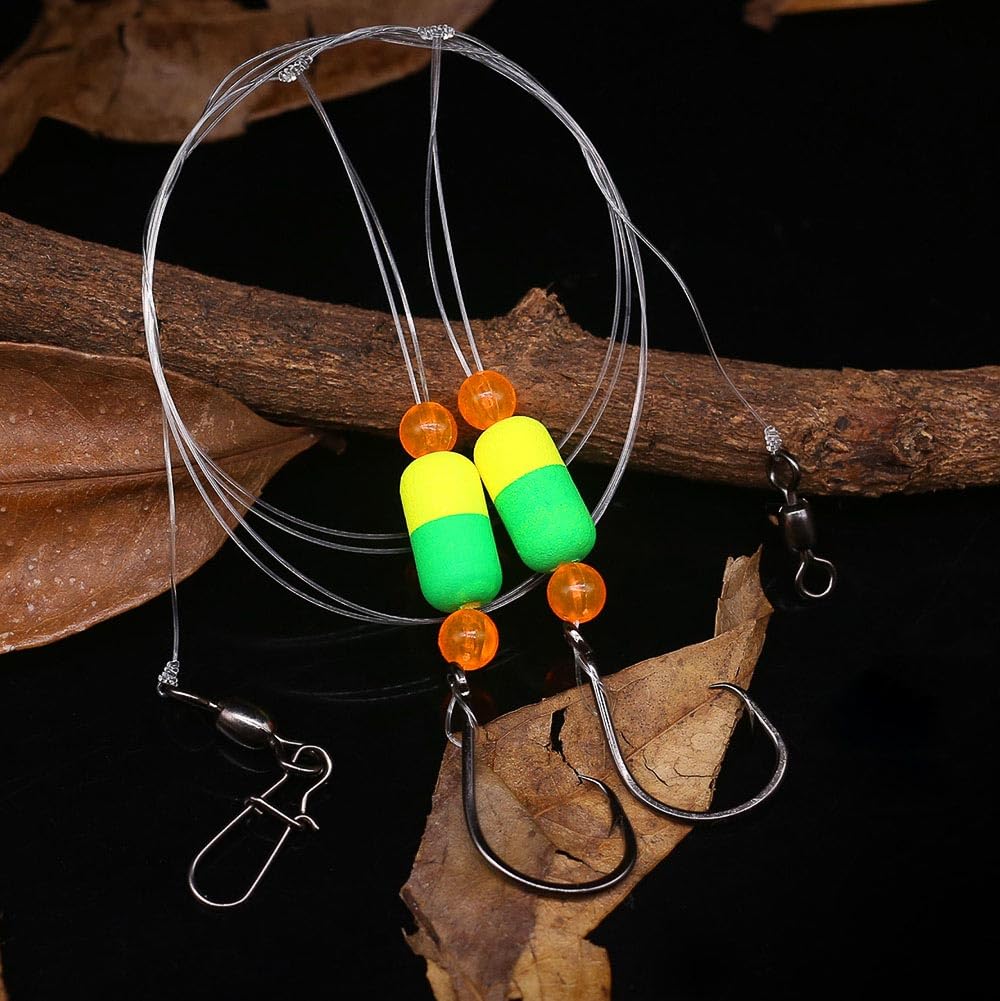 Pompano-Rigs-for-Surf-Fishing-Saltwater-Gear with Double Circle & Wide Gap Hook-6-Pack Surf Fishing Tackle