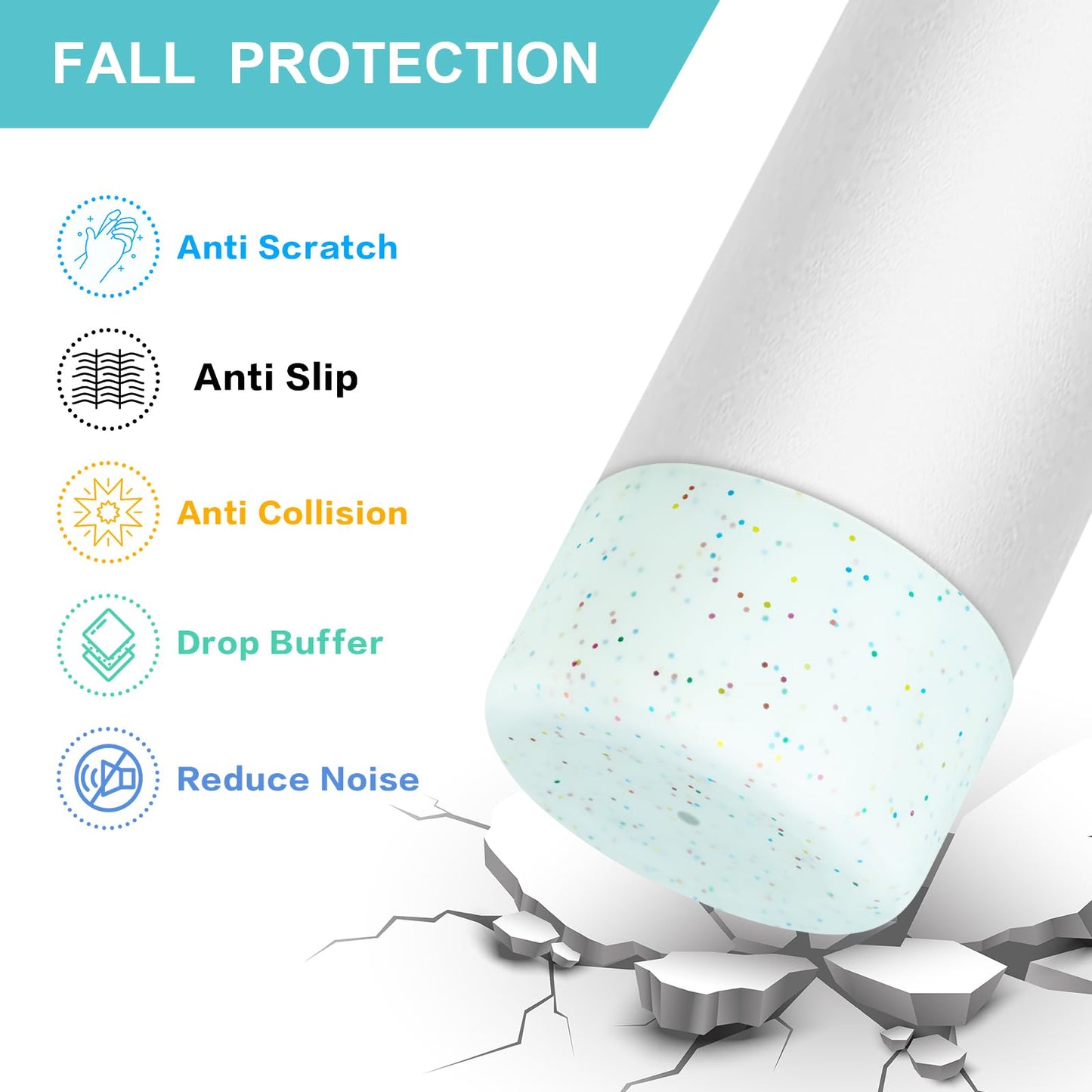 2PCS Glitter Silicone Boot for Owala Water Bottle 24 oz 32 oz 40 oz, Anti-Slip Protective Sleeve for Owala Twist,FreeSip and Flip Stainless Steel Water Bottle, BPA-Free, Dishwasher Safe, Accessories