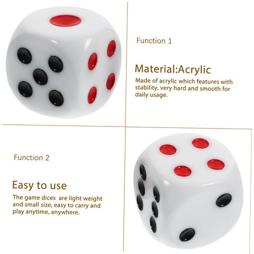 CIYODO 2Pcs Large Dice Funny Game Props for Parties Home Bar Entertainment Lightweight Portable Dice Accessories for Board Game Replacement