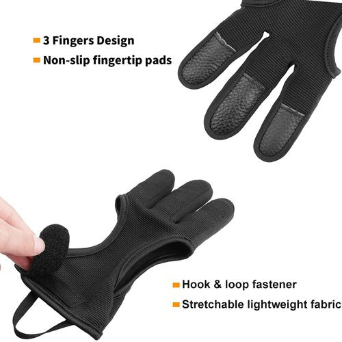 KRATARC Archery Lightweight Finger Tab Gloves & Arm Guard Adjustable Arm Protector for Hunting Target Shooting Accessory Recurve Bow Compound Bow (M)