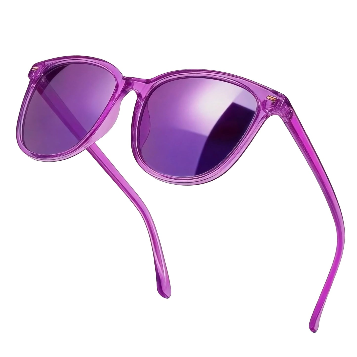 SIPHEW Mirrored Polarized Sunglasses for Women - Designer Oversized Square Beach Eyewear w UV400 Protection (A12-Dark Purple frame purple mirror Len)