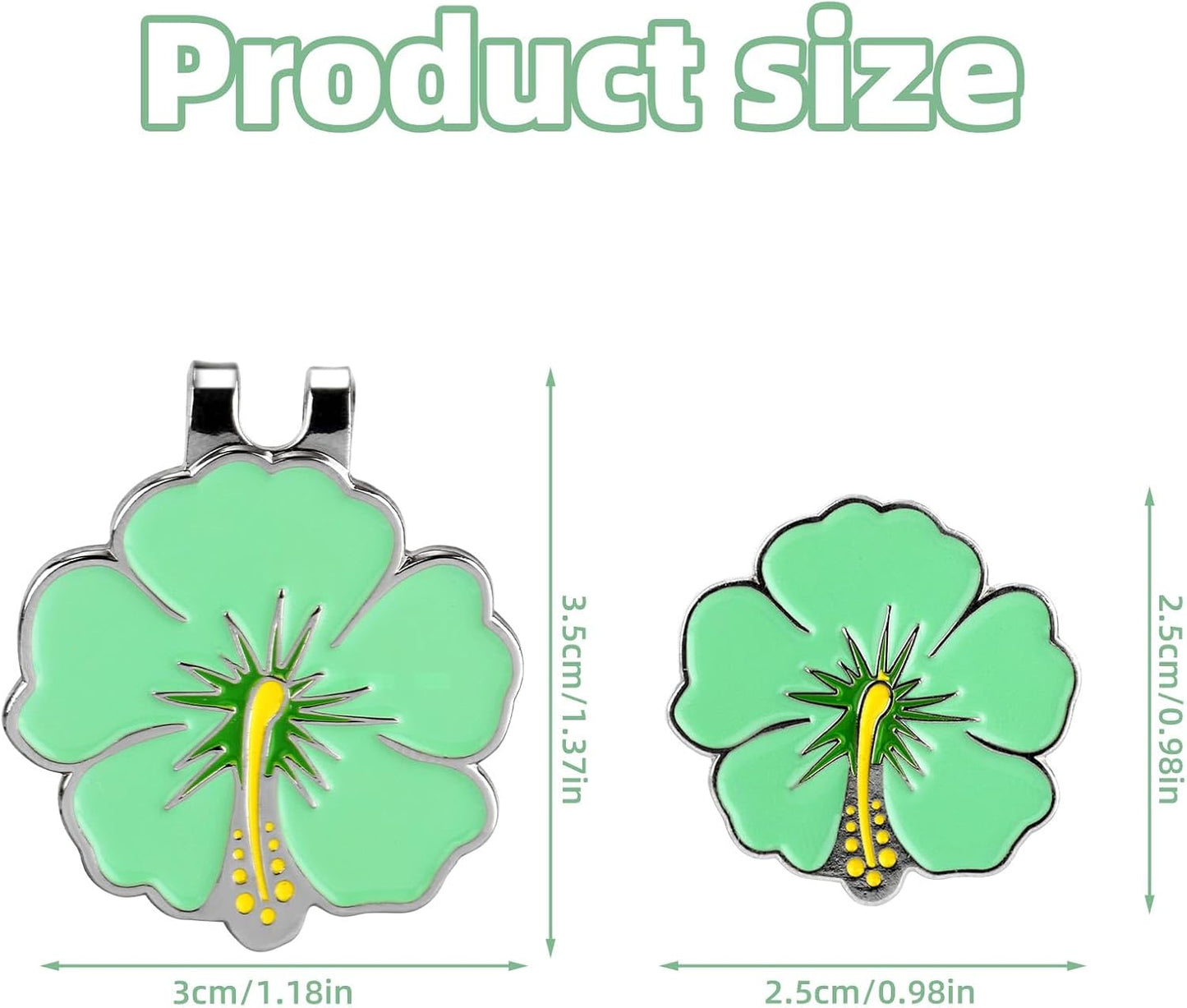 2pcs Magnetic Golf Ball Marker with Hat Clip, Flower Shape Golf Marker Magnet Set Cap Hat or Visor Clip Sports Bag Accessories for Women Men Golfer Friends Gift