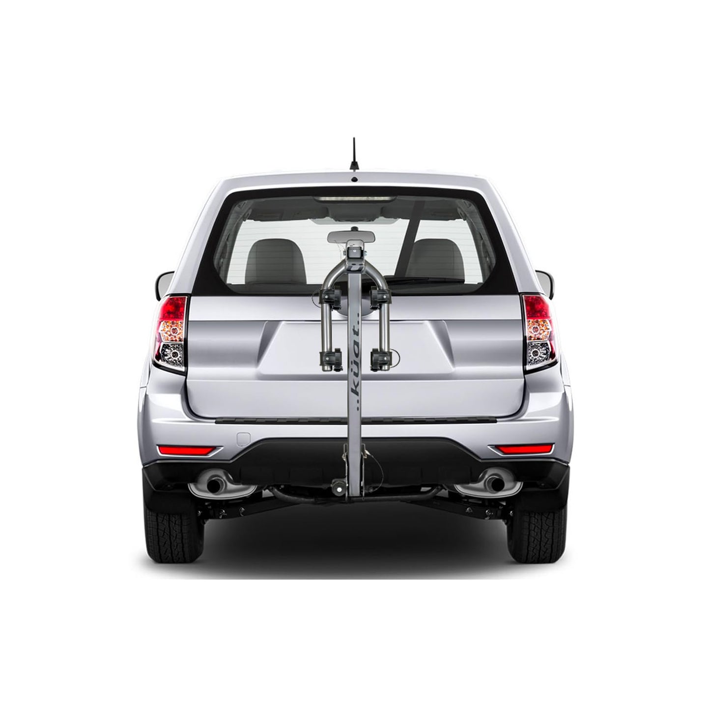 KUAT Beta Hitch-Mounted Bike Rack | Hanging-Style Durable Lightweight Aluminum Powder Coated Folding Tilting-Down Gray Bicycle Car Truck Transportation Hauling Rack | 2 Bike Capacity
