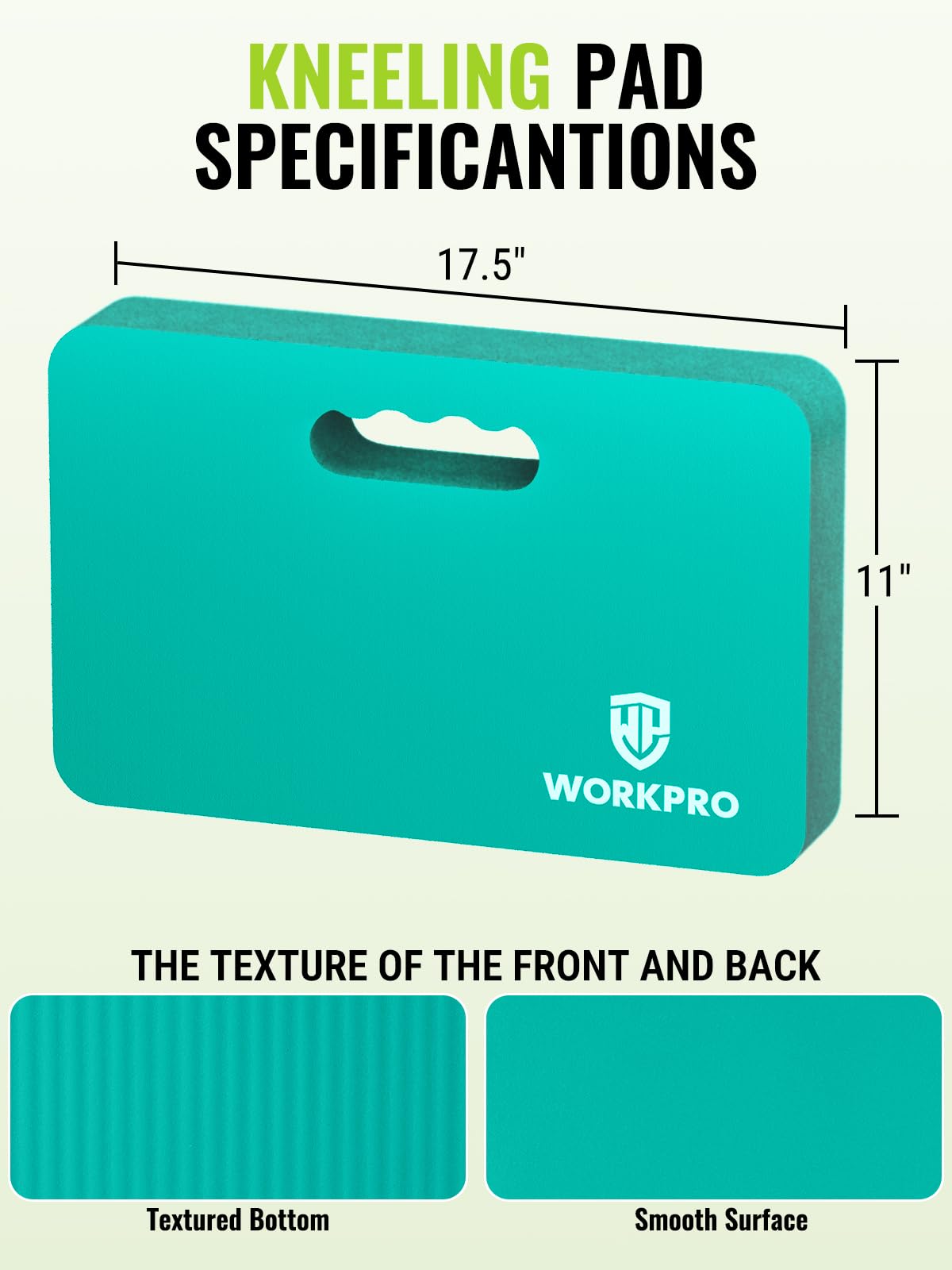 WORKPRO Extra Thick Kneeling Pad, Robin's Egg Blue, 17.5 x 11 x 1.5 in