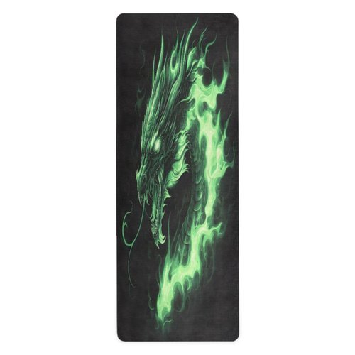 Flradish Flame Green Dragon Yoga Mat Durable & Thick Gym Fitness Mat,Non Slip Natural Rubber Yoga Mat for Yoga, Pilates & Floor Workouts