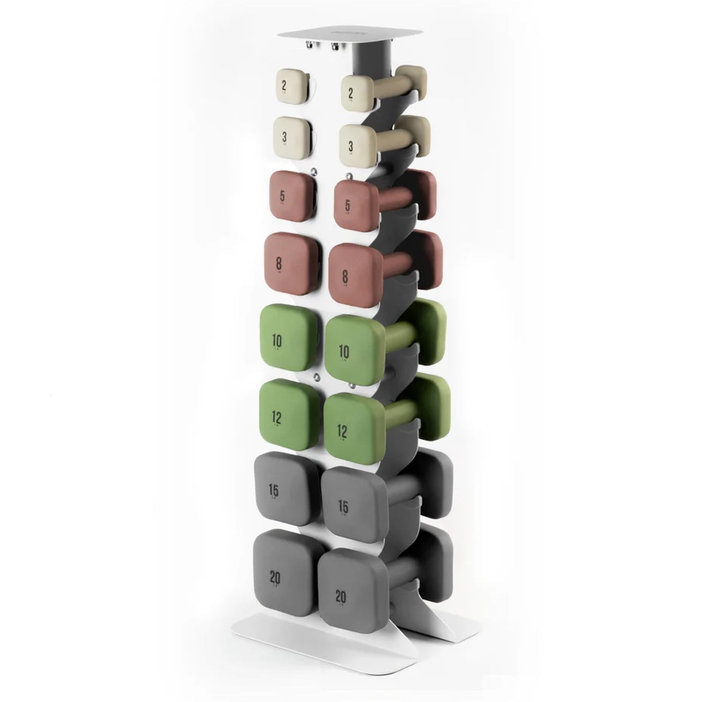 WeGym Square Dumbbell Set with Rack for Home Gym, 2-20lb Pairs, Mix