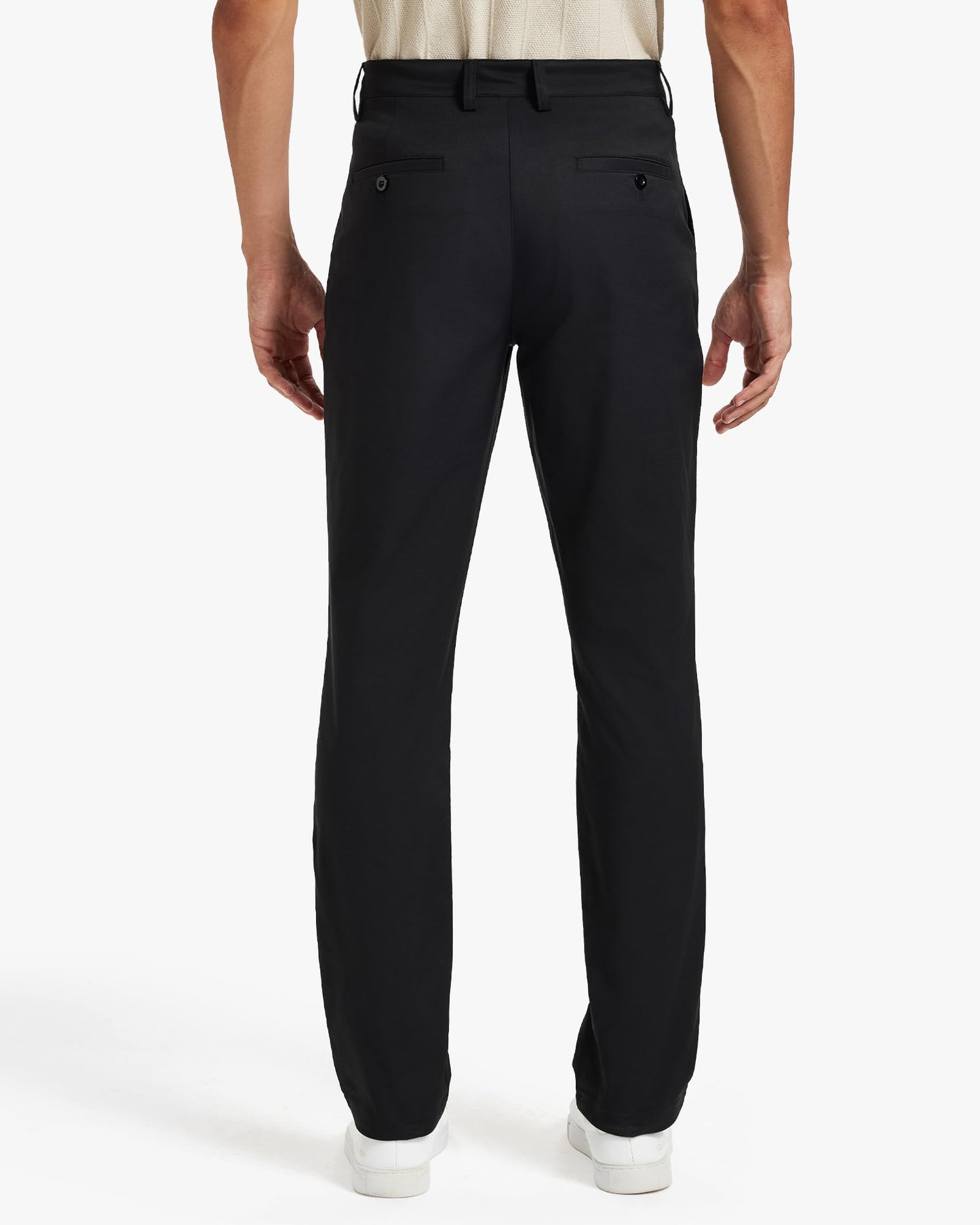 Men's Classic Fit Stretch Golf & Dress Pants 32'' - All-Day Comfort Performance Pants for Work, Business Casual & Travel Black, 34W x 32L