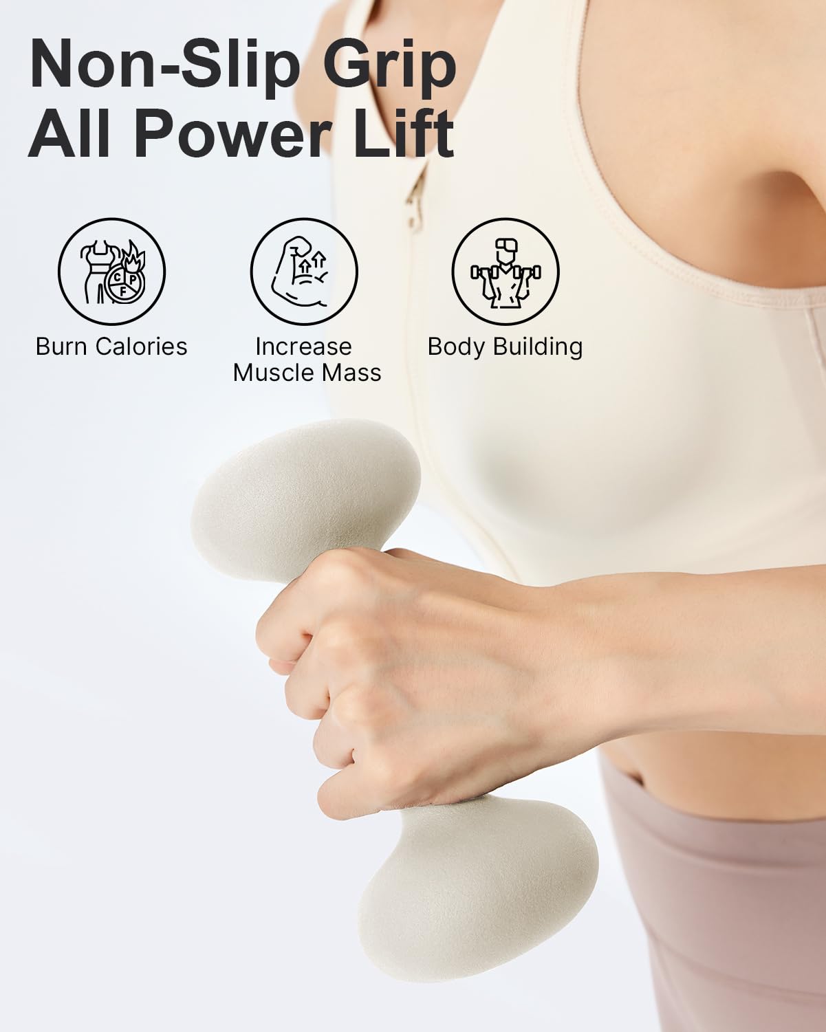 YOTTOY Weights Dumbbells Set for Women,2-15 Pound Dumbbells Set of 2, Non-Slip Hand Weights for Home Workouts, Portable Strength Training Neoprene dumbbells (White, 2LB-Pair)