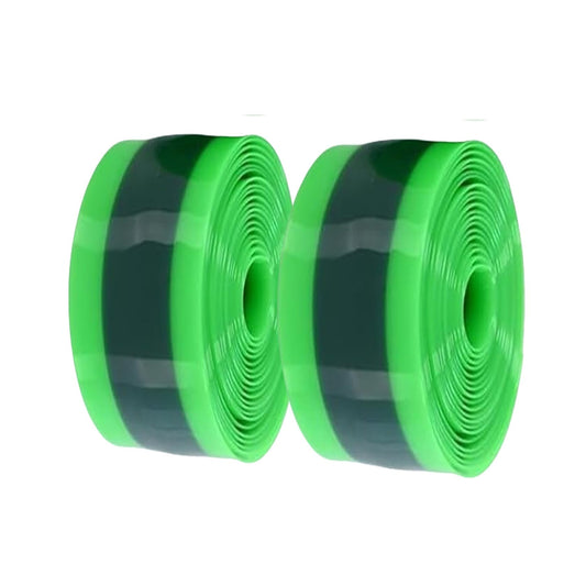 2 Rolls Bike Tire Liner Protection Strip, Road & Mountain Bike Tube Flat Protector Puncture Proof TPU Tire Liner (Green and Black, 23 * 1.0 * 2300mm)