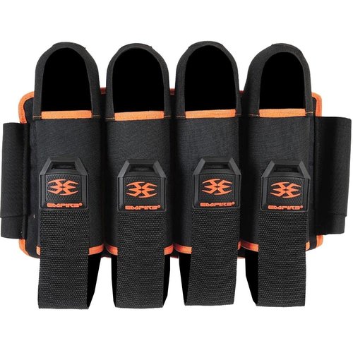 Empire Omega Paintball 4 Pod Harness Hook & Loop Strap Pack Black w/Orange, Black / Orange