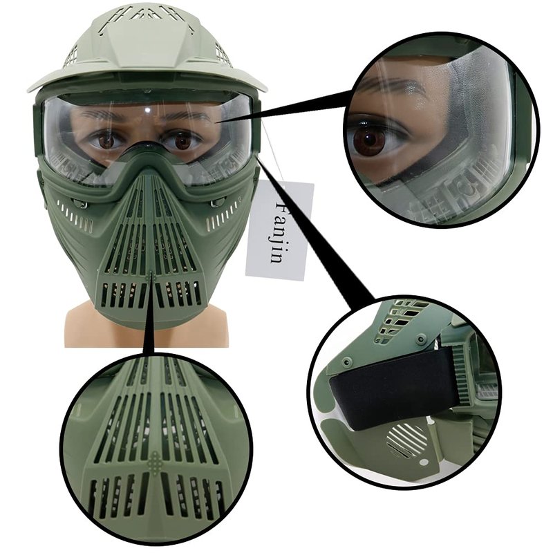 Fanjin Paintball Mask, Airsoft Mask, Tactical Masks Full Face Gear with Goggles Impact Resistant for Hunting CS Survival Games Halloween Cosplay and Outdoor Activities