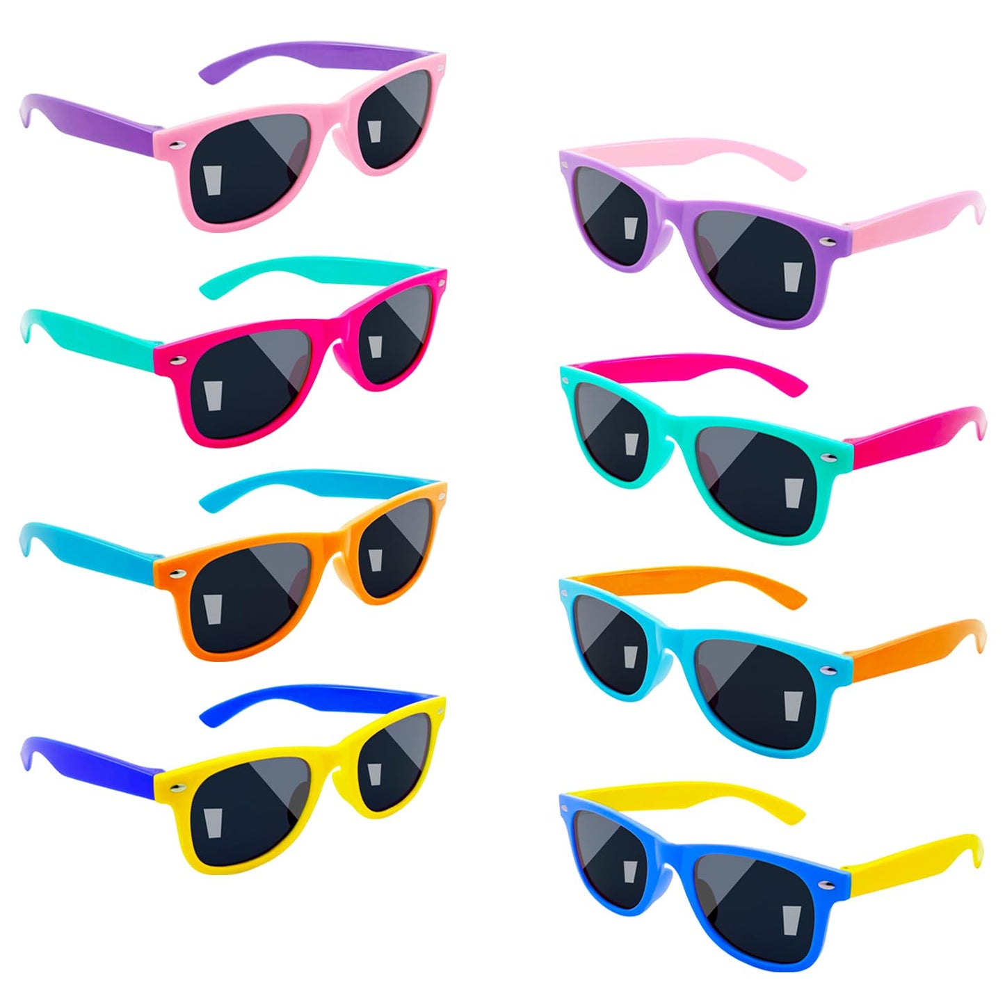 Pibupibu 8 Pack Kids Toddler Sunglasses Bulk,Neon Party Sunglasses for Kids,Beach Pool Birthday Goodie Bag Party Favors for Girls Boys