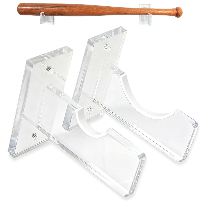 Acrylic Black Baseball Bat Display Box Wall Mount - Includes 2 Units, Easy Install