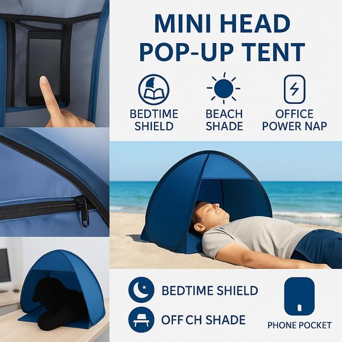 Mini Beach Tent,Laptop Sun Shade,Dog Shade for Outside,Laptop Tent,for Working Outside,Head Pop Up Canopy,Automatic Portable Mini Pop Up Tent for Camping Hiking Picnic (Yellow Orange)