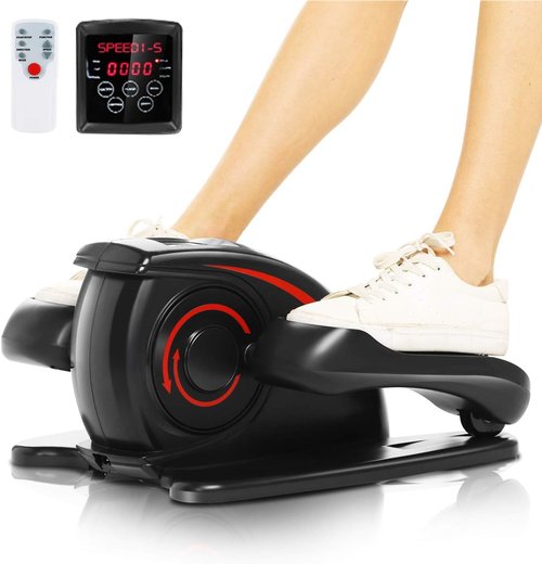 ANCHEER Under Desk Elliptical Machine - Quiet Pedal Exerciser for Seniors, Office & Home, Low-Impact Seated Leg Workout Equipment, Smart LCD Display, Remote Control(Black)