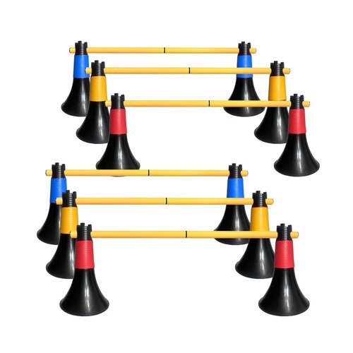 TNZMART Multifunctional Hurdles Agility Poles Basketball Practice Cones for Sports Soccer Football Training (12 Pack, Mix)