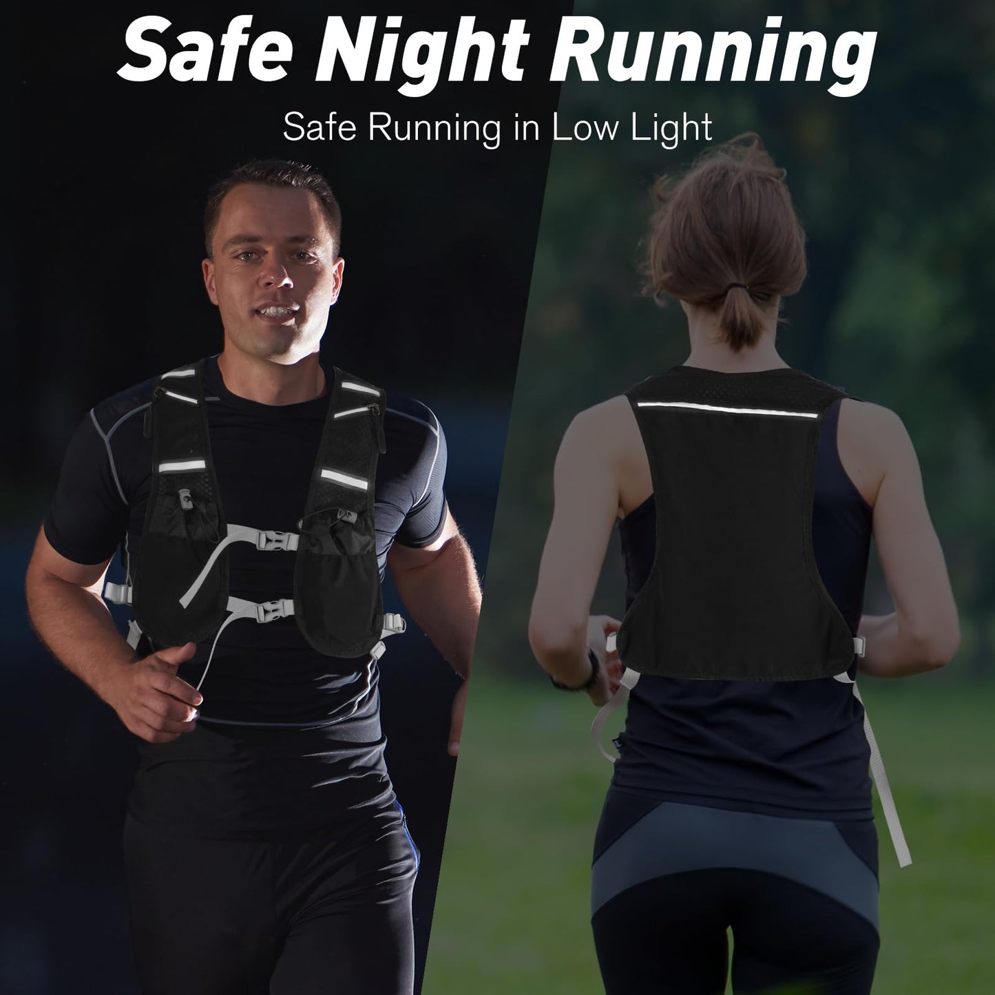 Hydration Vest for Women & Men – Lightweight Running Backpack with 500ml Soft Flask, Adjustable & Breathable, Reflective Gear with 7 Pockets for Marathon, Hiking, Cycling