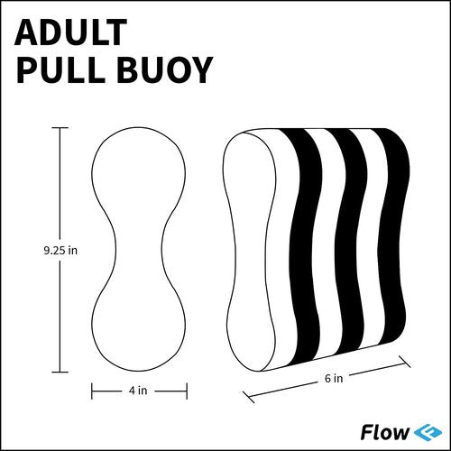 Flow Swim Gear Training Pull Buoy - Pull Float for Pool Lap Swimming in Adult and Junior Sizes (Blue/Black, Adult)