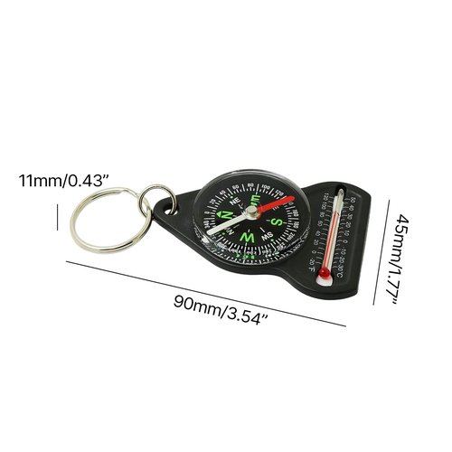 Zaagot Compact Compassing Thermometer Essential Compasses Thermometers with Keychain Navigation Tool for Outdoor Activities Plastic