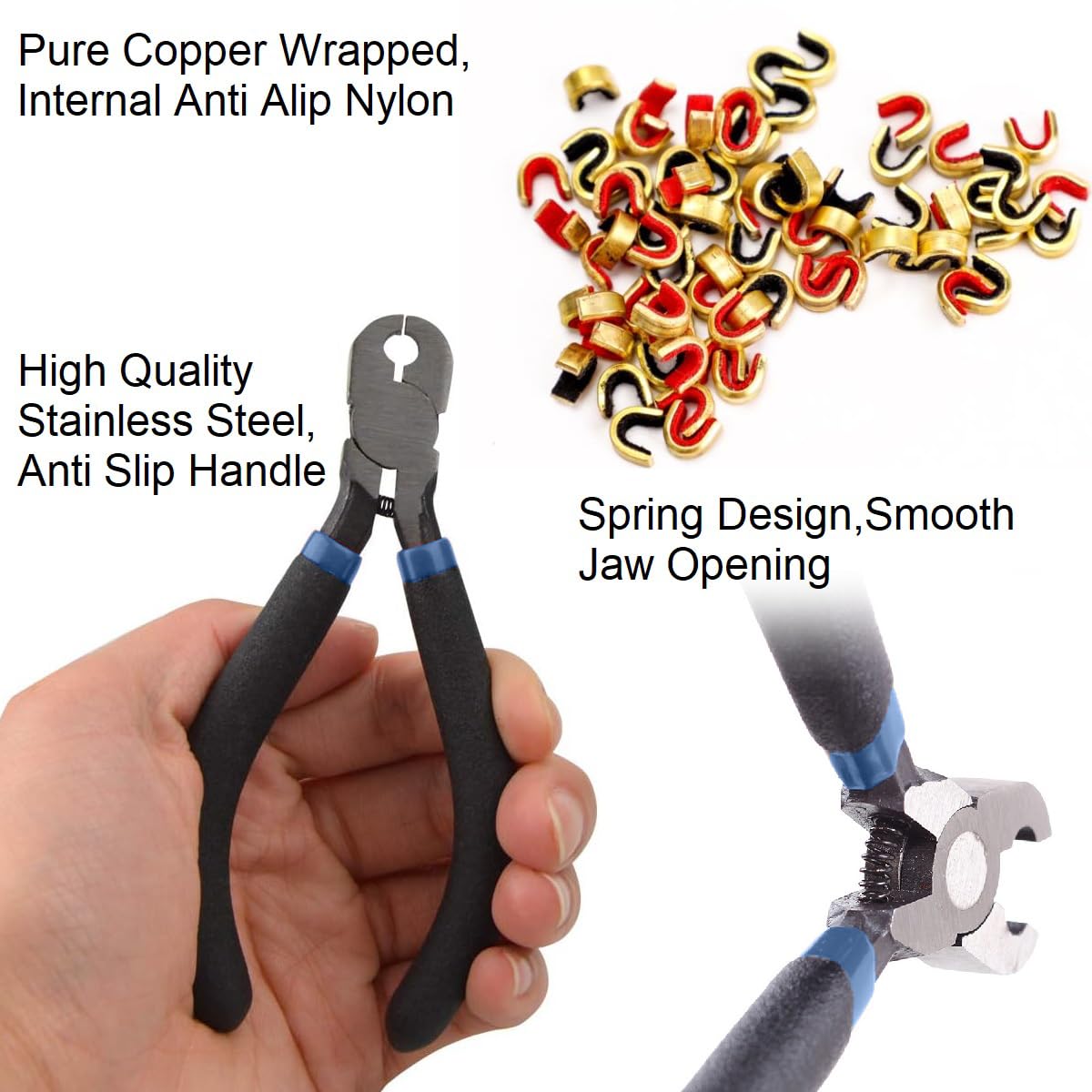 AHOSOUTLY Archery Bow String Nocking Points Set with T Square Ruler Nocking Buckle Pliers and 8pcs Nocking Buckle Set,for Recurve and Compound Bowstring Accessories(Blue)…