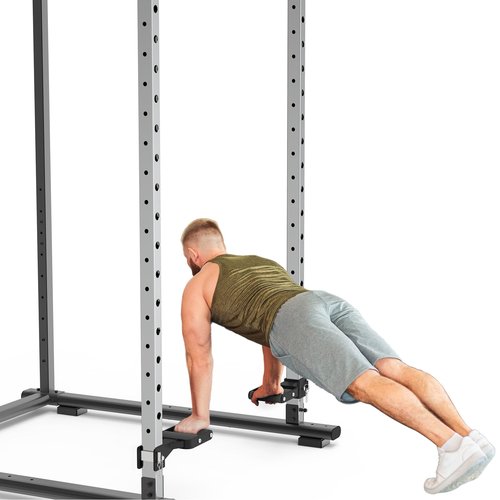Kipika Y-Shaped Dip Bar for Power Cage with 5/8" or 1" Hole - Dip Bar Attachments for Home Gym - Heavy Duty Power Rack Attachments - Squat Rack Accessories for Strength Training (For 3" x 3" Power Rack with Foam Grips)