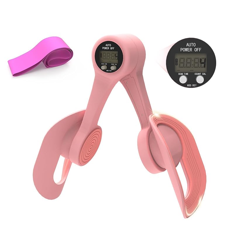 Thigh Trainer with LED Display - Pelvic Floor & Inner Thigh Exerciser (Pink) - 20lb Band