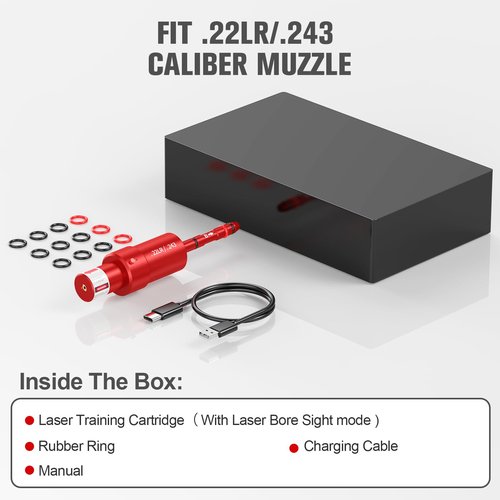 Vantara 2-in-1 .22LR / .243 Laser Training Cartridge w/Bore Sighter for Dry Fire Training System - Green Laser Bullet Bore Sighting for Shooting Practice & Sight Calibration