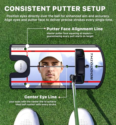 Black 3mm Ultra-Thin Golf Putting Mirror with Tees & Carry Bag