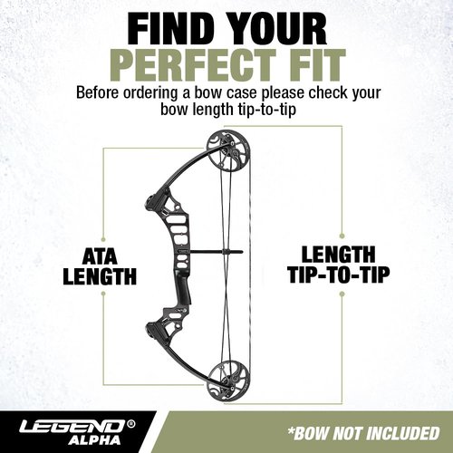 Legend Alpha Compound Bow Case - Fits MTM Ultra Compact Arrow Cases - Archery Bow Bag with Back & Shoulder Straps - With Cam Protectors, Soft Padding, & Extra Pockets 37"x16.5" Interior - Army Green