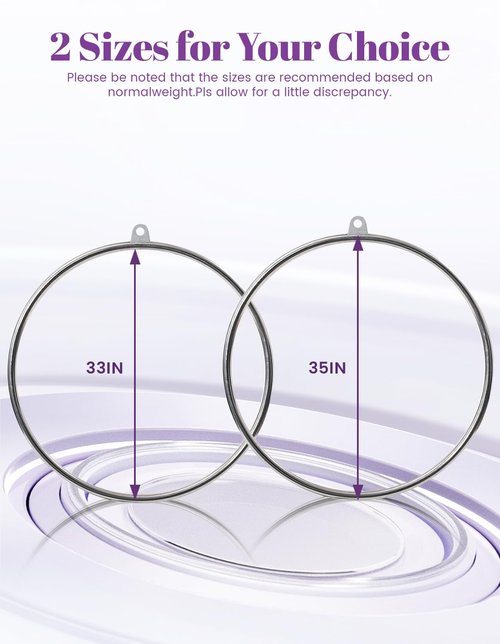 Murago Aerial Lyra Hoop Kit 90cm, 32mm Thick, Maximum Load 460 LBS, Yoga Equipment Set with Hardware Kit for Yoga Dance, Aerial Fitness