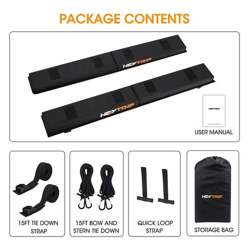 HEYTRIP Roof Rack Pads 30" Aero Crossbar Pads for Kayak/Surfboard/SUP/Canoe with 15FT Tie-Down Straps and Storage Bag