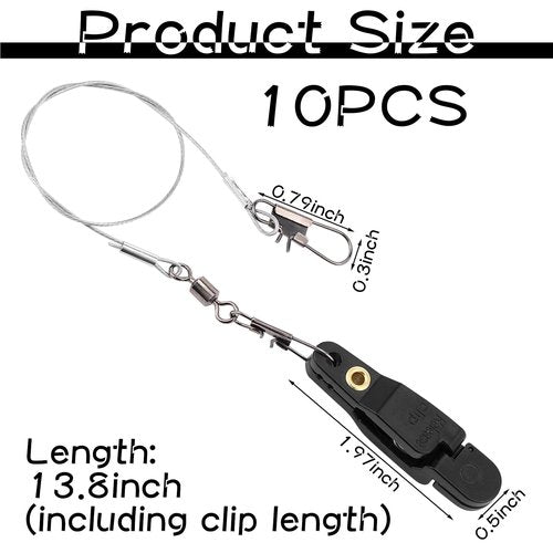Tellegloww 10 Pcs Fishing Downrigger Release Clip 13.8 Inch Planer Board Clips with Steel Fishing Line Padded for Offshore Weight Kite Trolling