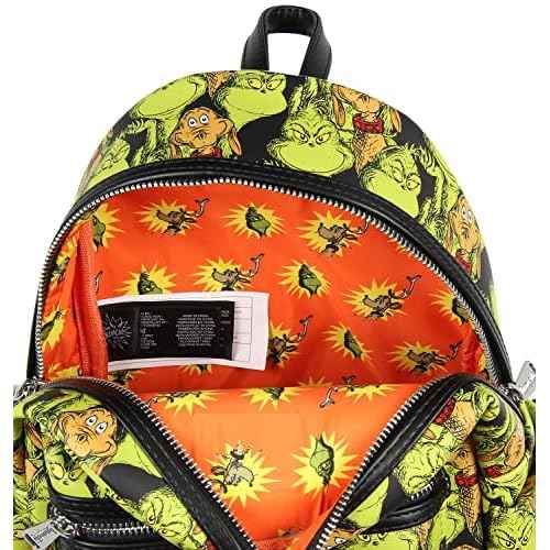 Loungefly Dr. Seuss GRINCH and Max All-Over Print Faux Leather Mini Backpack