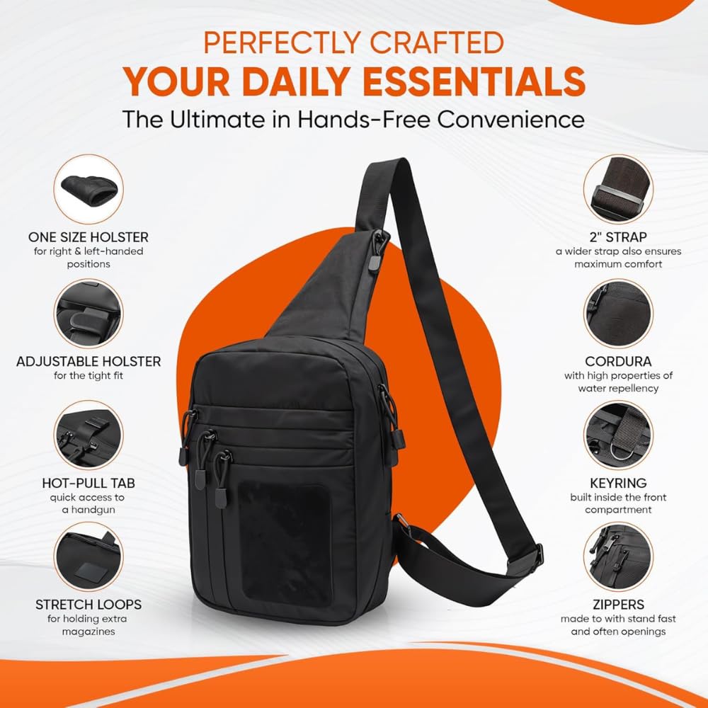 DINOSAURIZED Raptor Sling Bag Right Hand Tactical EDC Pack with Holster