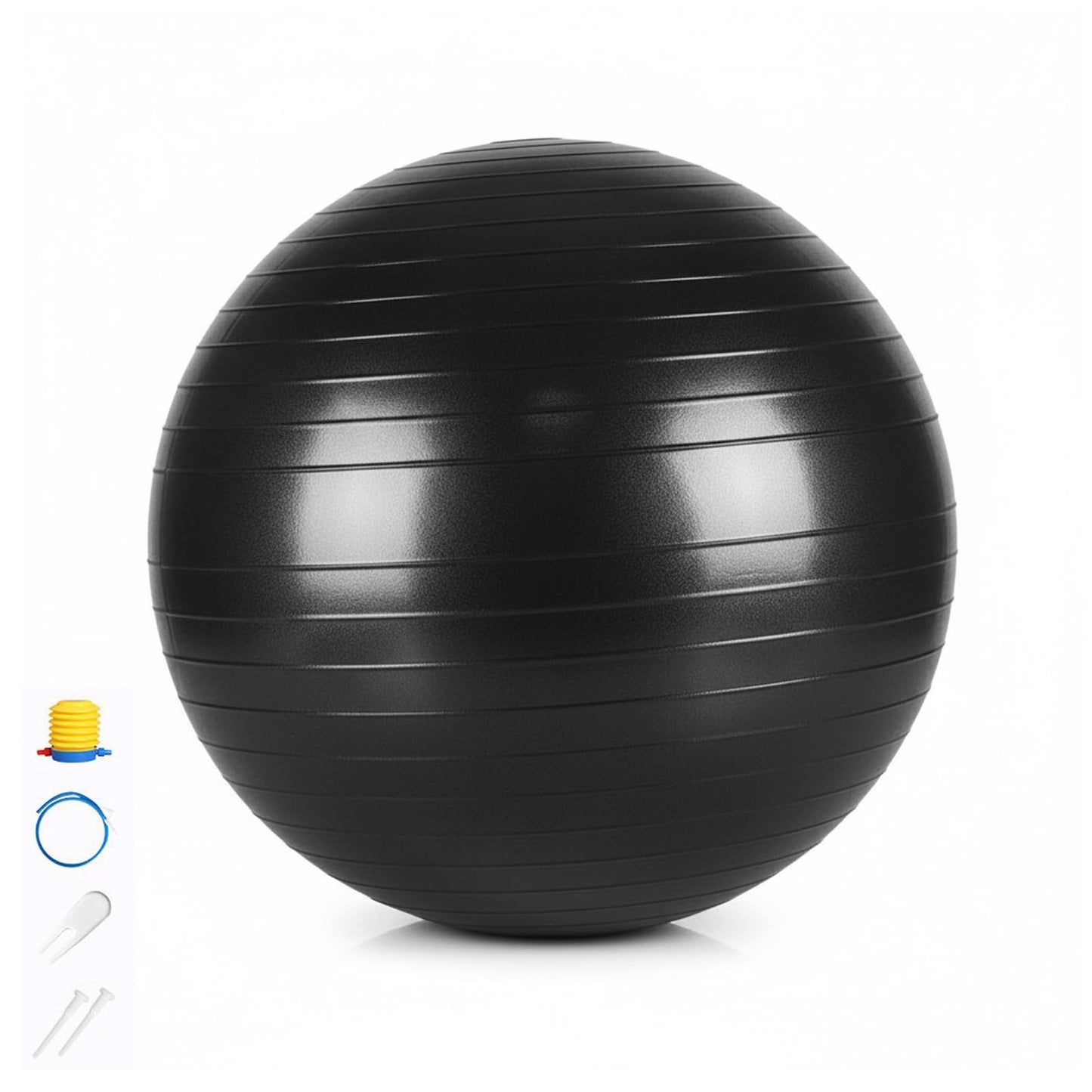 UMEUKEJI Anti-Burst Yoga Ball with Quick Pump, Non-Slip Stability Ball for Exercise, Home Office, 65cm(26in) Black