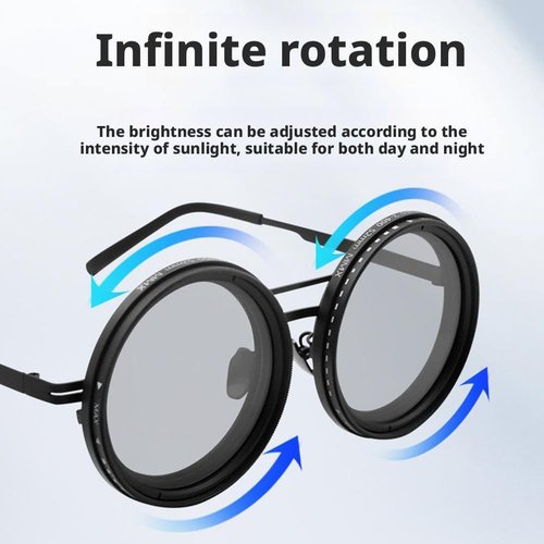 Adjustable Tint Polarized Round Sunglasses, 1-9 Gears Beach Sunglasses, Gray Dimming Glasses with ND Filter Lenses, Adjustable Sunglasses for Men Outdoor Fishing (Gray)