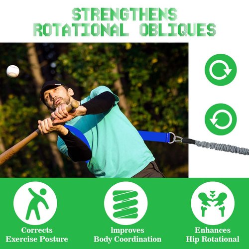 Baseball Resistance Band Training System - Core & Hip Belt for Swing Speed | Arm Strength Builder | Portable Baseball Training Equipment for Hitting & Pitching Drills